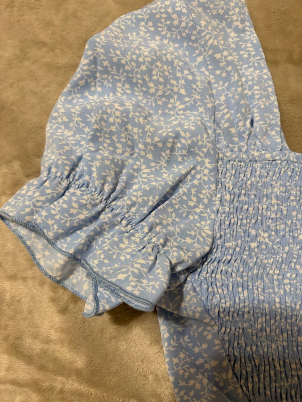 Light Blue Floral Ruffle Crop Top - Picture 4 of 4